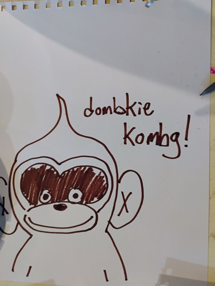 Betty's iconic marker drawing of dombkie kombg. He looks very polite
