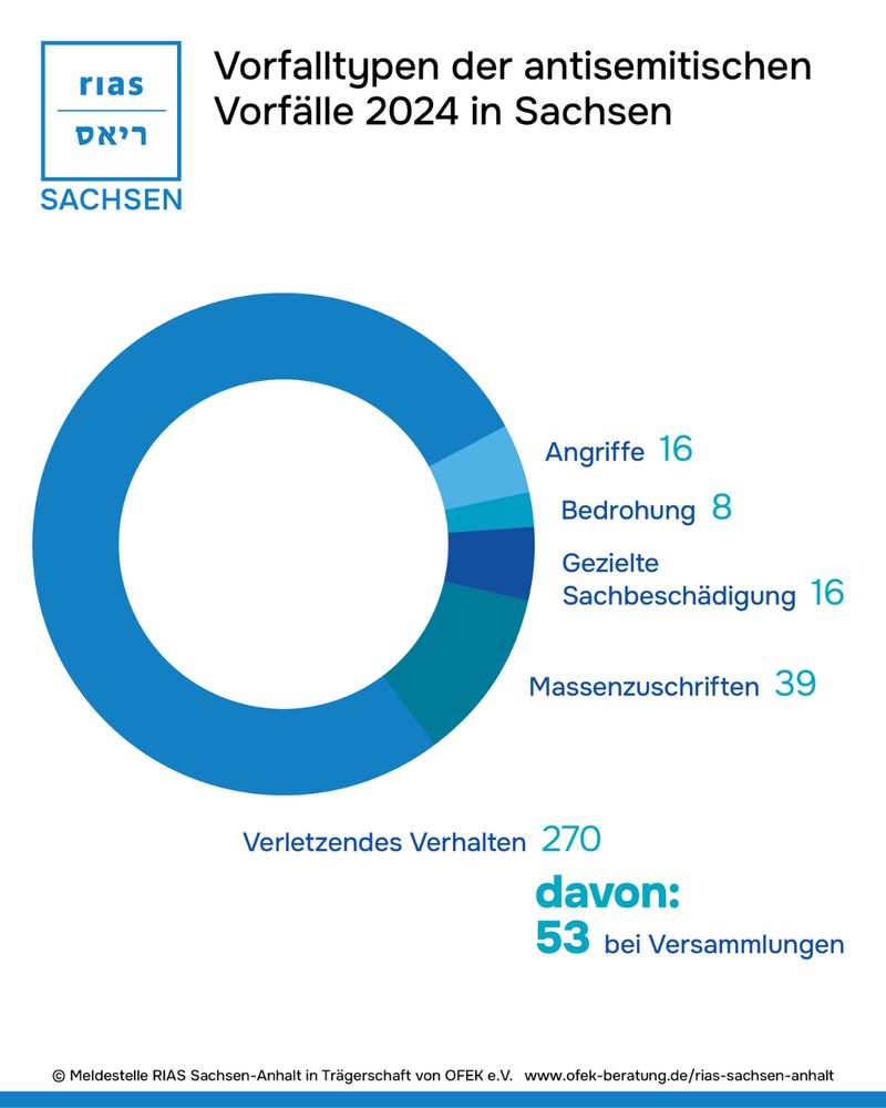 Vorfalltypen der antisemitischen Vorfälle 2024 in Sachsen 

