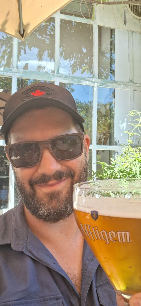 Yours truly enjoying an Affligem beer at a little café in Giverny, France