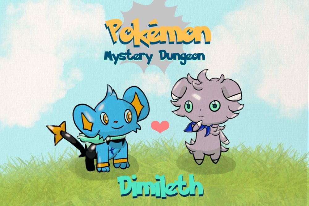 the illustration of dimitri as shinx and byleth as espurr in pokémon mystery dungeon