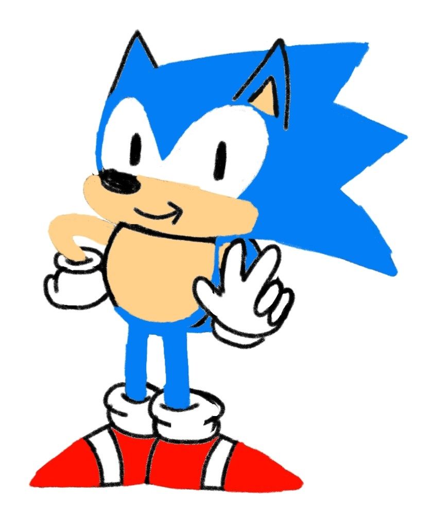 Sonic doing the pose from the Japanese cover of Sonic the Hedgehog 3