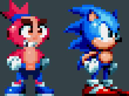 rascal from rollin' rascal but in sonic mania style

an anthro red guy stands on the left, he has spiky hair, white gloves, and blue pants and shoes.


(i had to repost this to add more detail to his shoes lol)