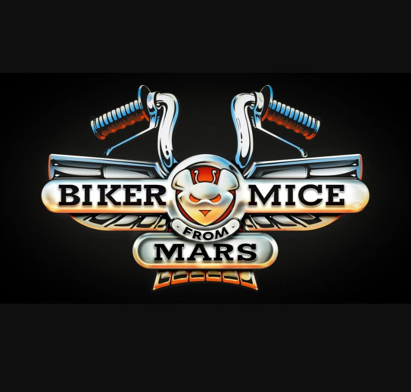Cartoon title card that reads “Biker Mice from Mars”