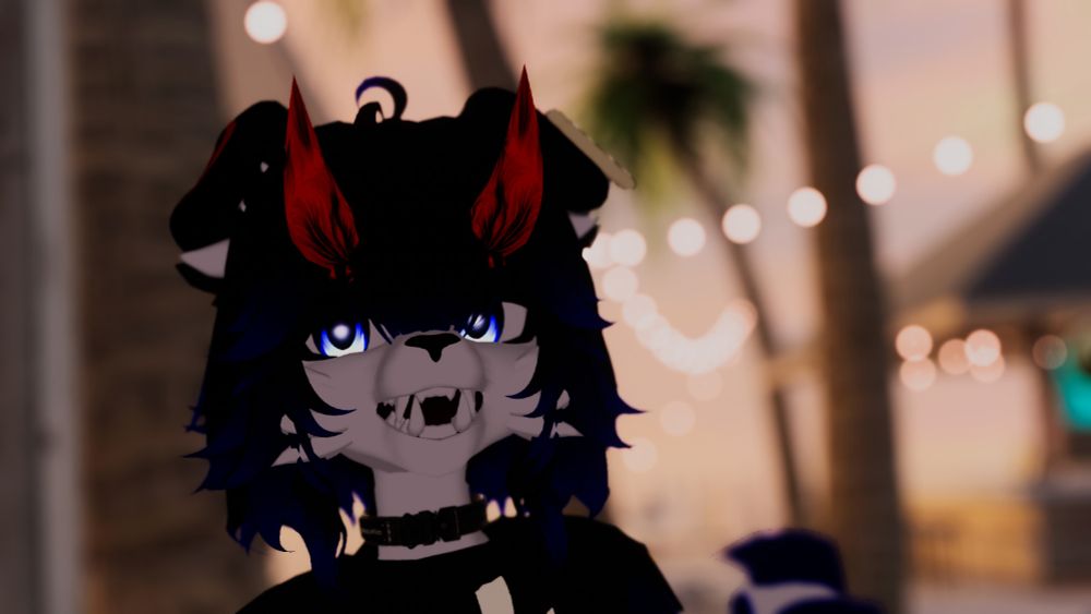 A photograph within VRChat depiciting a very expressive looking character