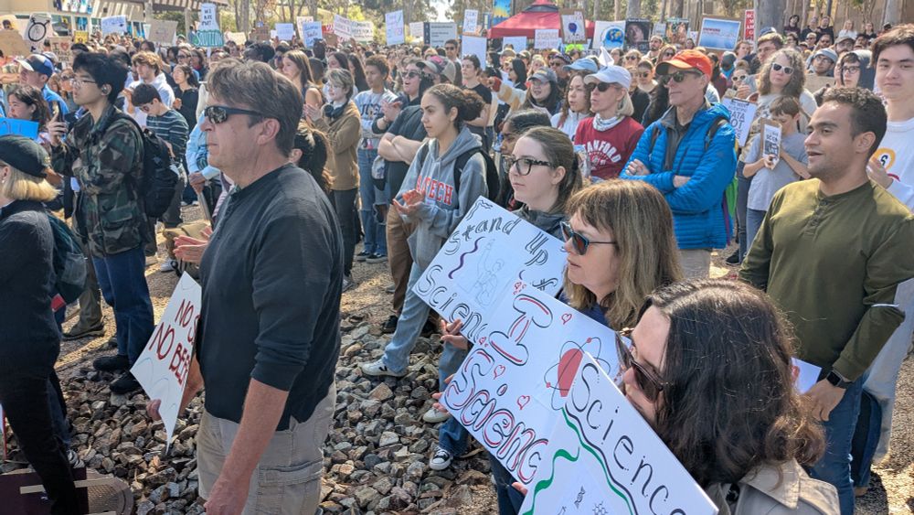 A crowd gathered for a pro-science rally