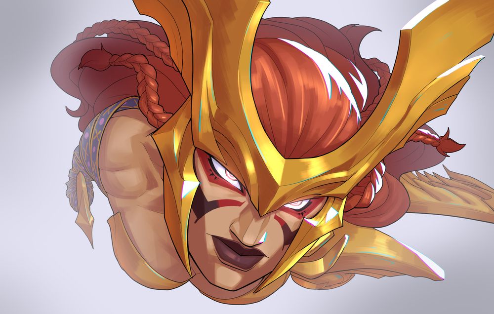 Drawing of Angela from Marvel Rivals in a recreation of one of the greatest shots in cinema from the hit movie Black Adam (2022)