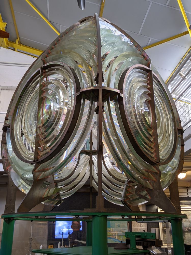 A Fresnel lens, exhibit at heritage museum Ecomusée in Saint-Nazaire, France. 