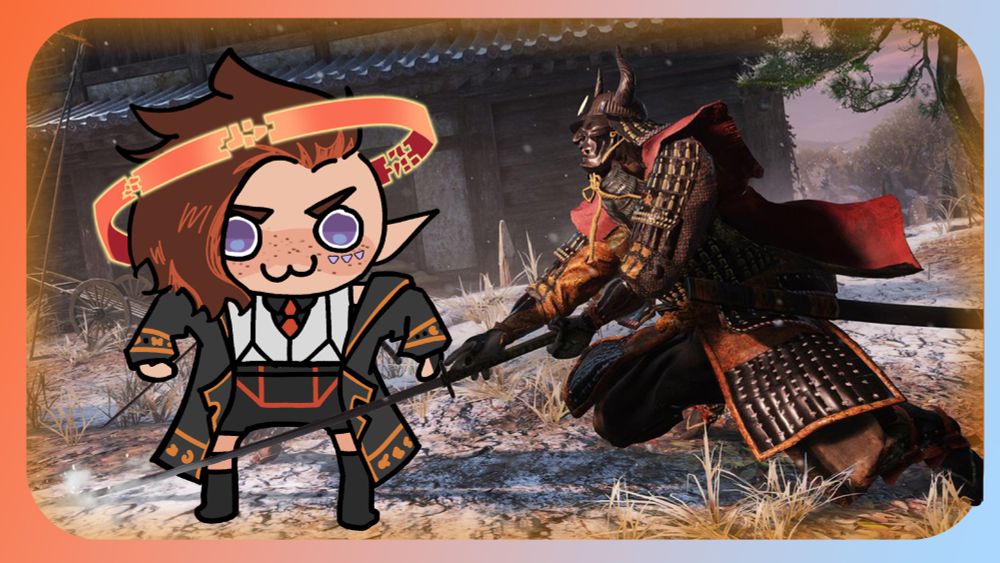 Gremlin Armia standing on a samurai's sword, who is unbalanced by the move