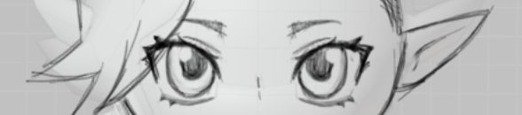 A chibi Armia's eyes in a sketchy style, looking at the viewer