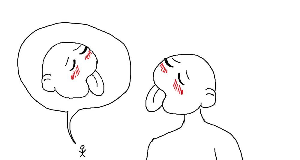 A tiny who expects to use tongue, and a giant who also expects to use tongue. Meme format.