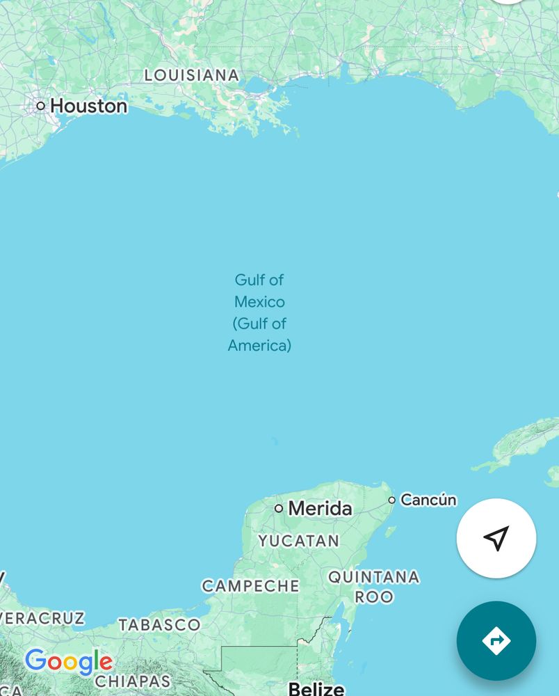 Gulf of Mexico (Gulf of America) as labeled by Google
