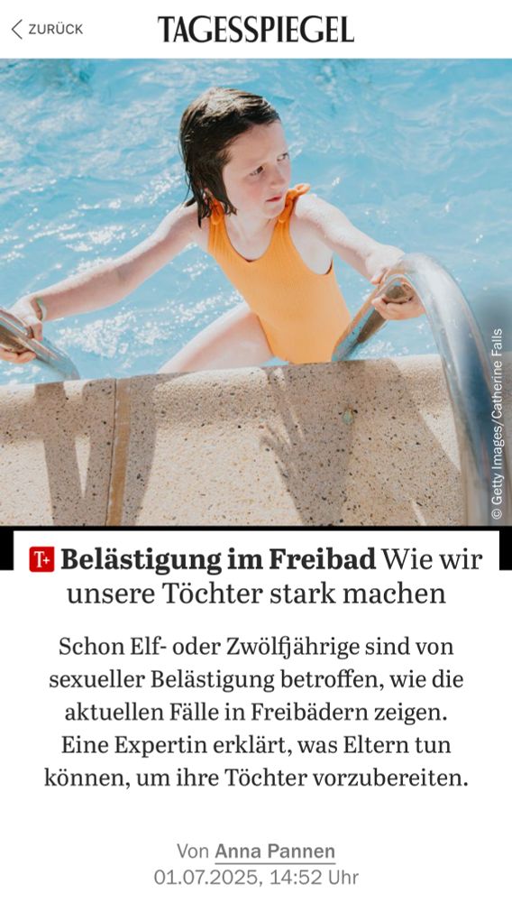 Artikel im Tagesspiegel, der Ratschläge gibt, wie Mädchen sich vor sexualisierter Gewalt schützen können.