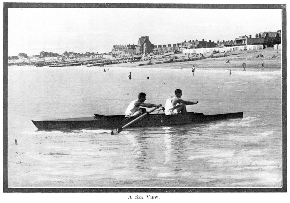 Two men in a rowing boat off the coast of Bexhill-on-Sea in 1932.