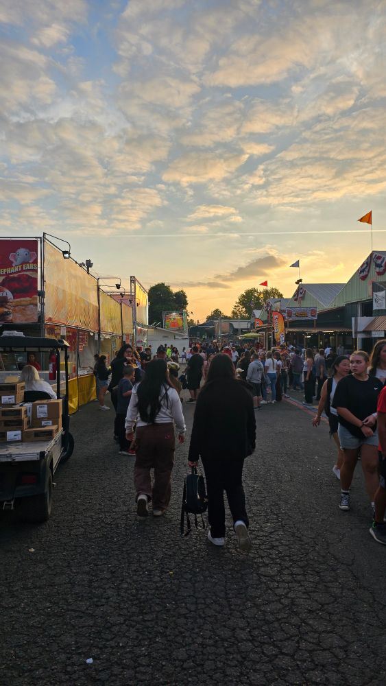 The end of the day on the midway at a County fair.