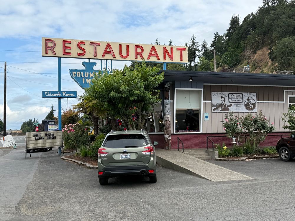 Columbia Inn Restaurant in Kalama, Washington, still quite excited that Elvis Presley and Jack Benny visited there.