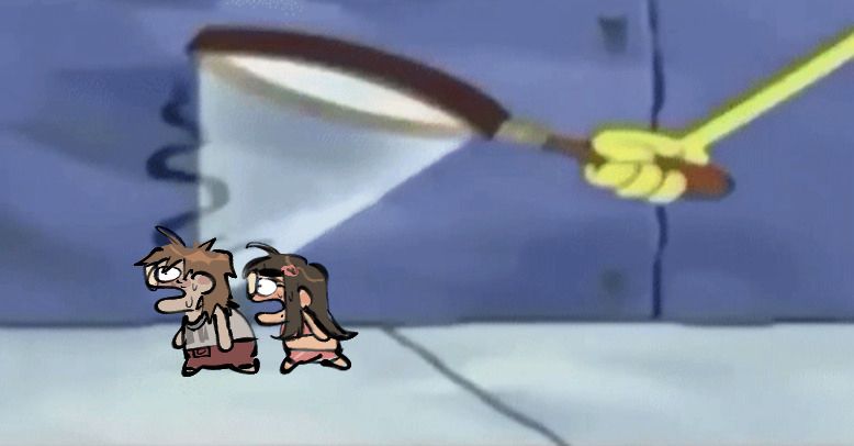 Two women being examined/burned under a magnify glass