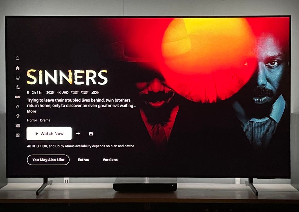 The start screen for the movie Sinners…