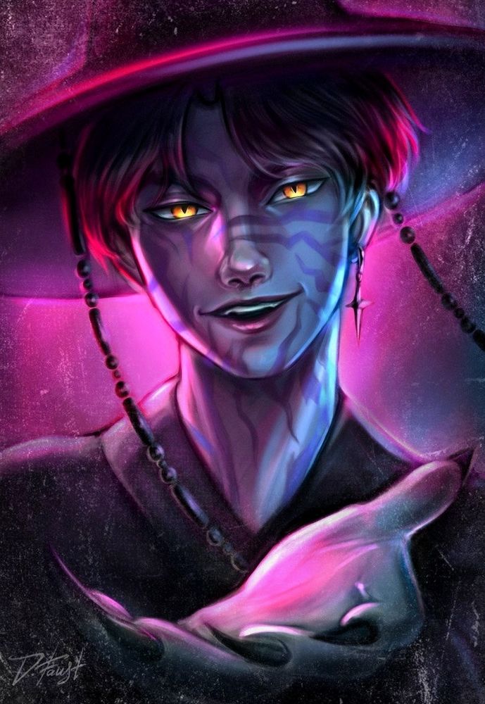 Jinu from cartoon k-pop demon hunters  in my style. He is in his demon form