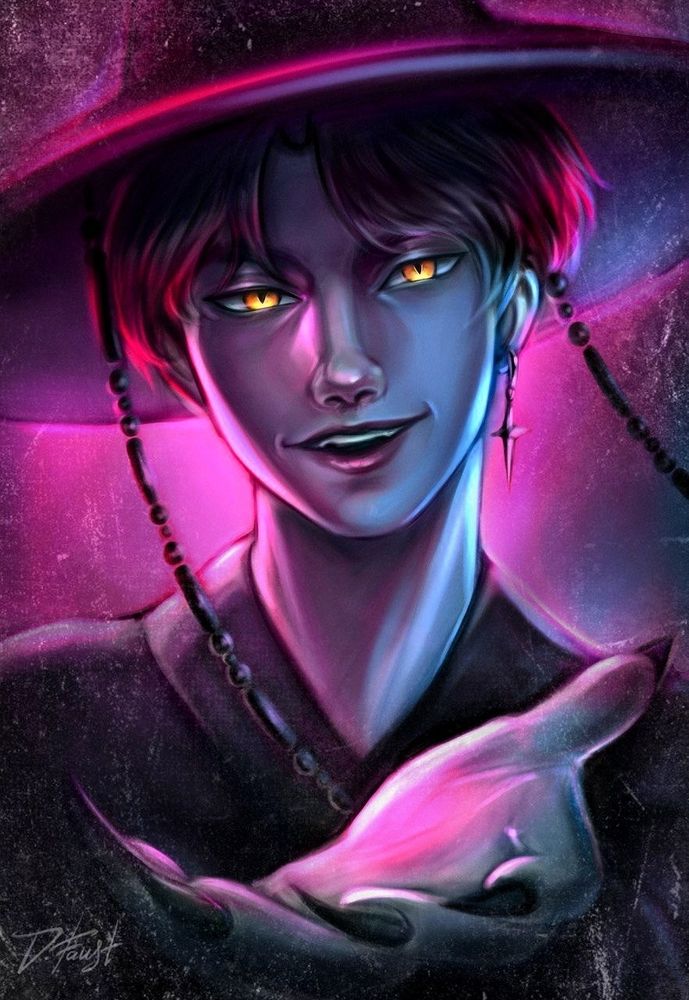 Jinu from cartoon k-pop demon hunters  in my style. He is in his simple form