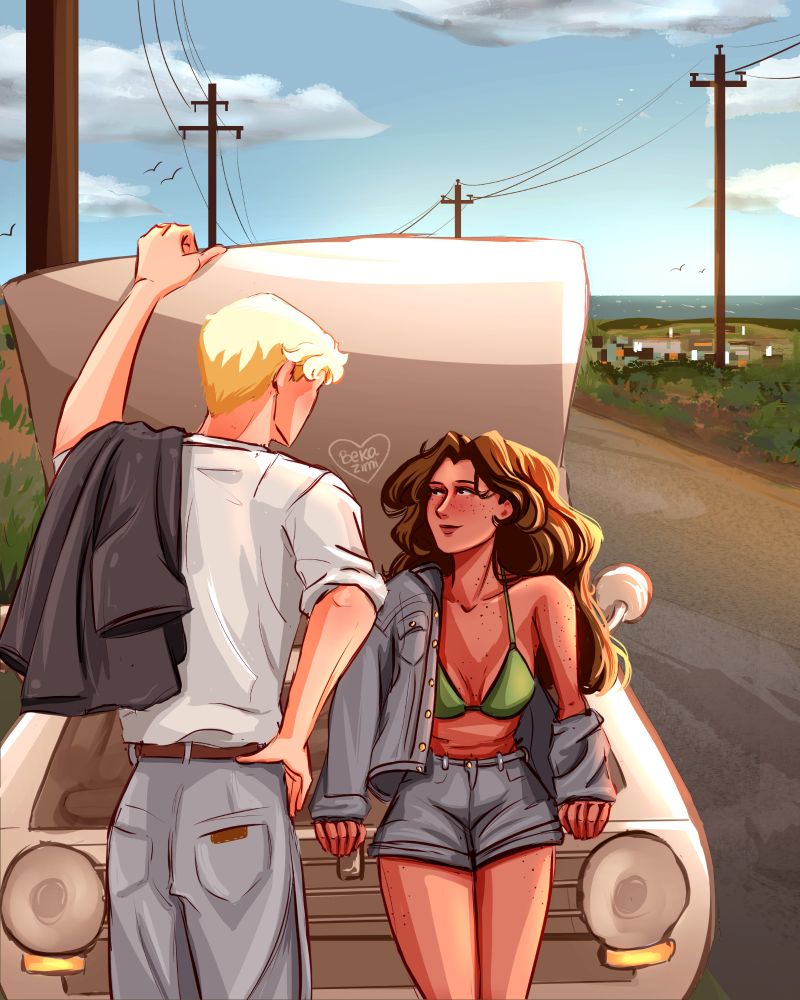 I'll be making more road trip art. Next one is them actually driving the car 😅