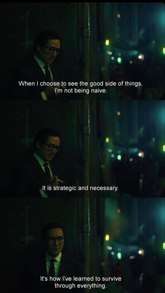 Stills from "Everything Everywhere All At Once".

Waymond Wang: "When I choose to see the good side of things, I'm not being naive. It is strategic and necessary. It's how I've learned to survive through everything."