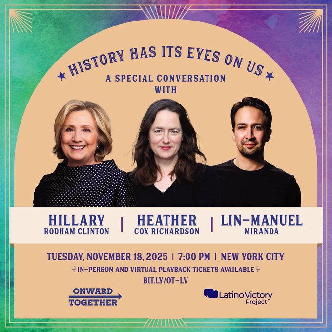 Flyer for event featuring Hillary Rodham Clinton and Heather Cox Richardson
