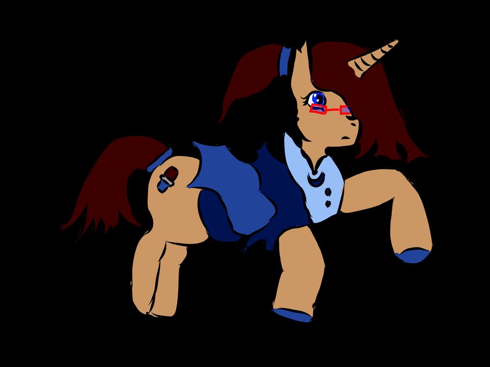 My MLP OC, Cocoa T Tree, dressed in the Night Maid outfit from The Cutie Re-Mark. It's not that well drawn, but I drew it, and that's what matters.
