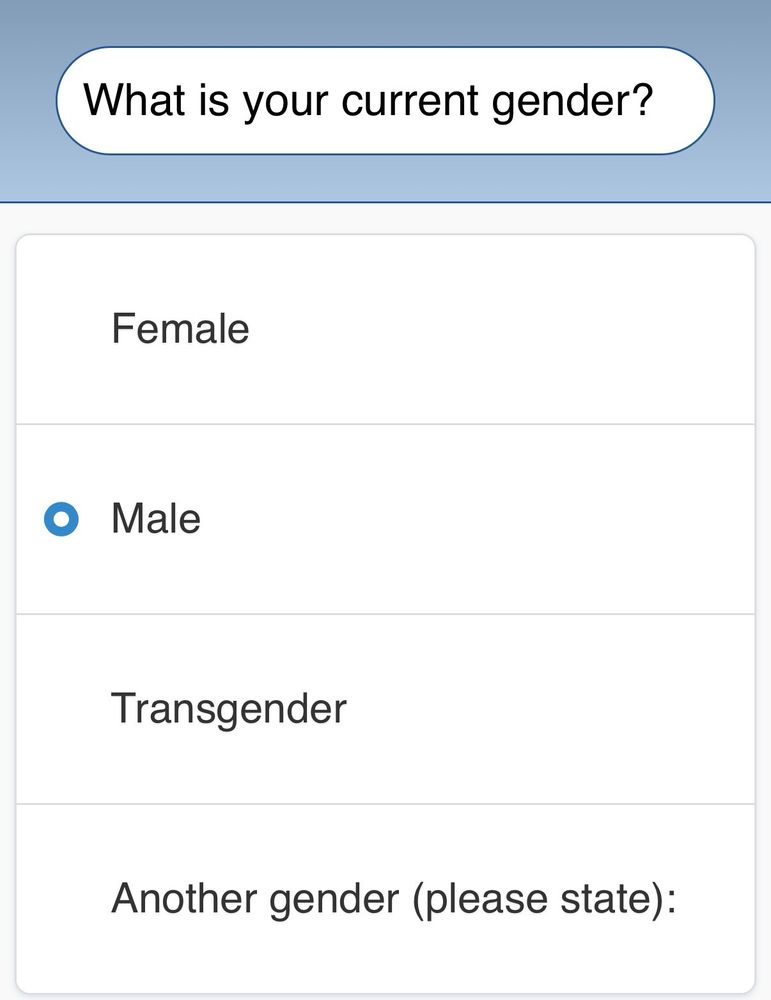 Tell City Hall Canada putting “transgender” as a gender