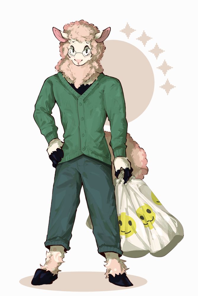 a commission of a viewer who is a sheep but i keep calling them a goat because i do not know any better. sorry!