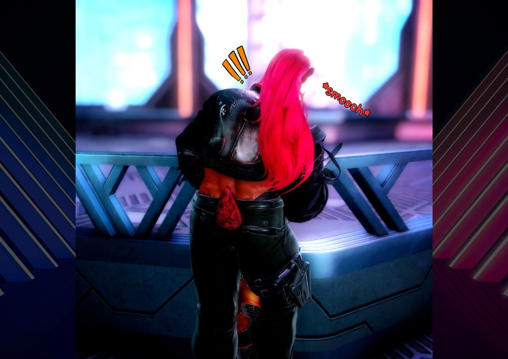 We only see Ayashi's knee as Nicholas leans over, covering her completely. We see a startled indication from her and a *smooch* indicating that Nicholas leaned in to steal a kiss