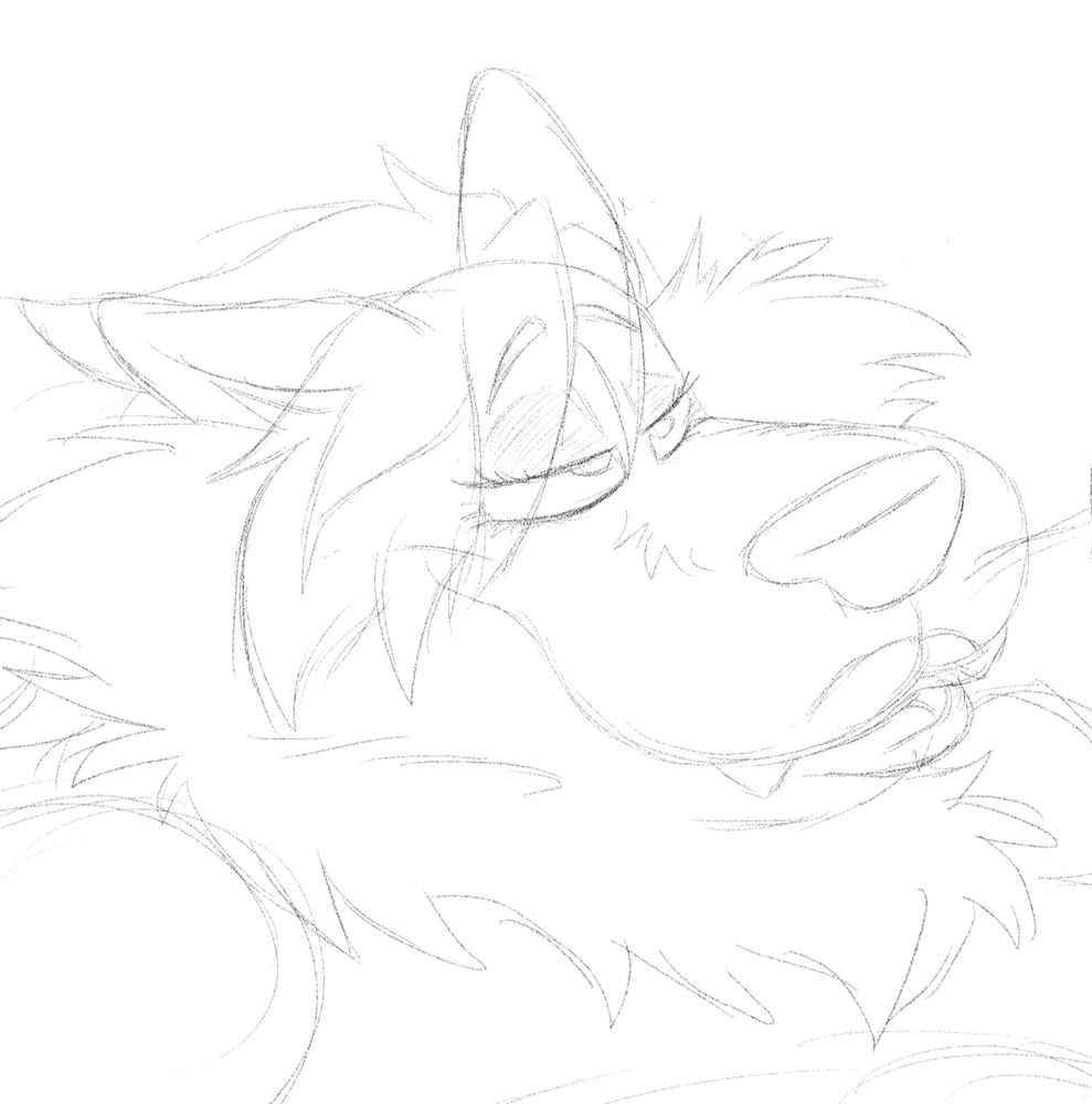 A cropped picture of a feminized wolf with medium length hair, makeup, and a seductive expression