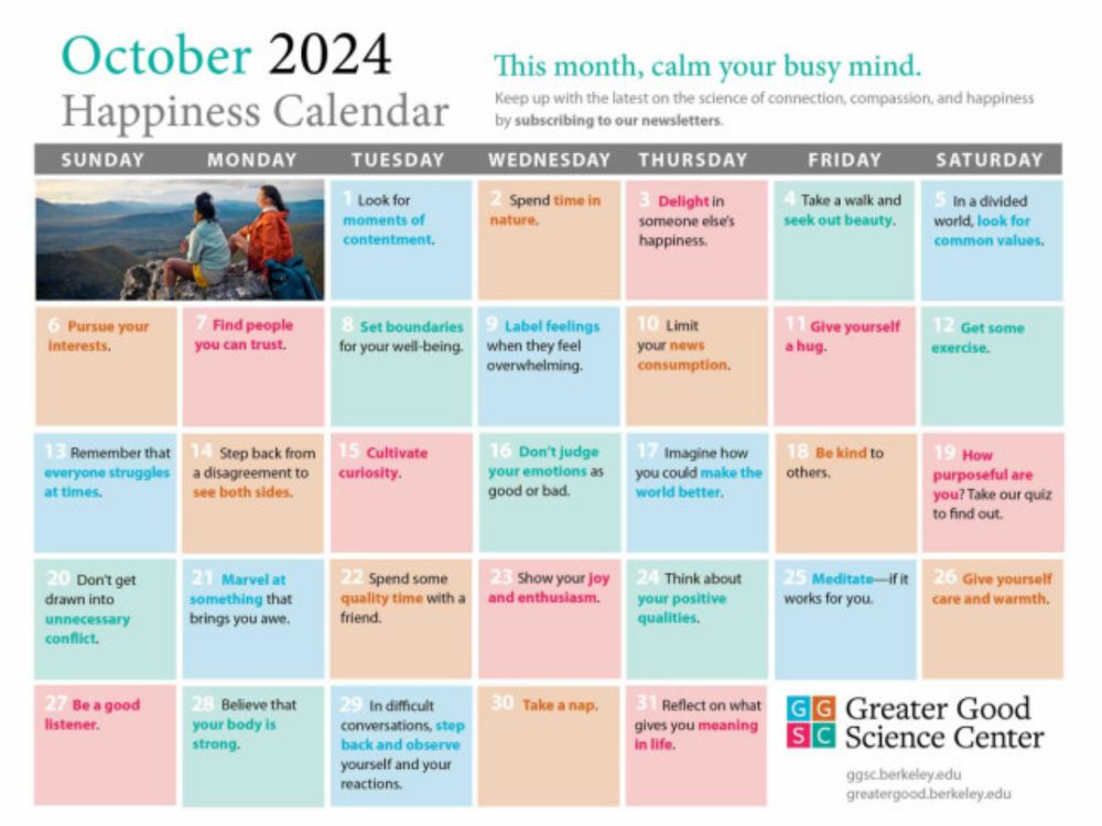 Your Happiness Calendar for October 2024