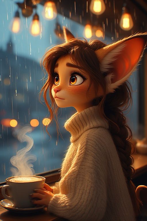 *During thunderstorm* *Ears flatten against skull* "Cities shouldn't roar this much..." *Wraps tail around waist like a security belt, eyes fixed on flickering streetlights*.