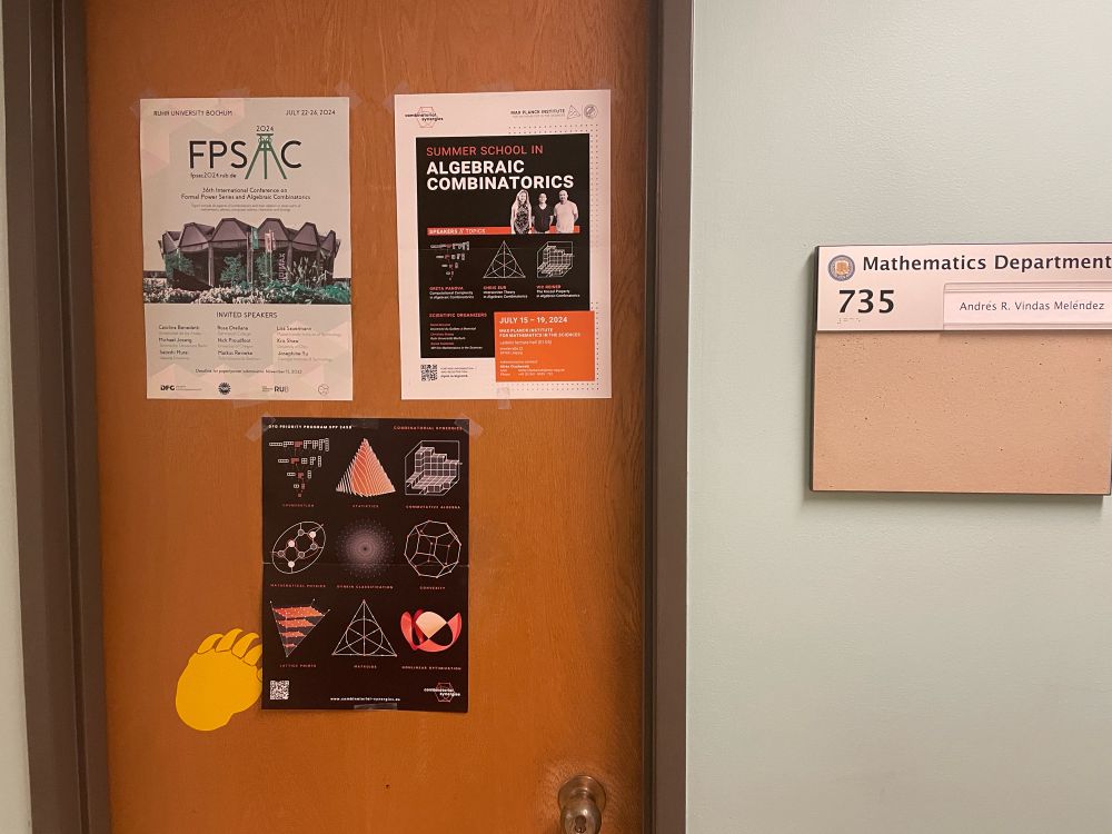 Posters on office door of three opportunities in Germany.