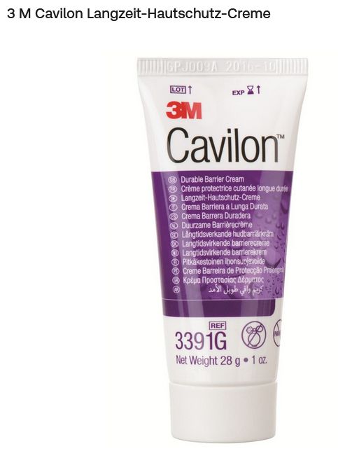 Screenshot eines Produktfotos der 3M Cavilon Creme für Langzeit-Hautschutz.
