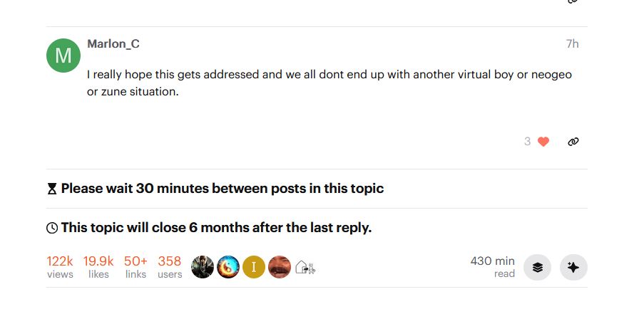 Framework thread with 30 minute "timer" between posts, that doesn't let me reply