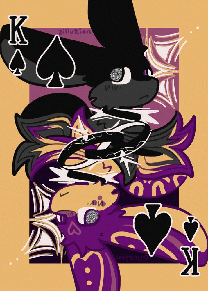illustrated playing card with an amphimorpho character depicted as the king of spades