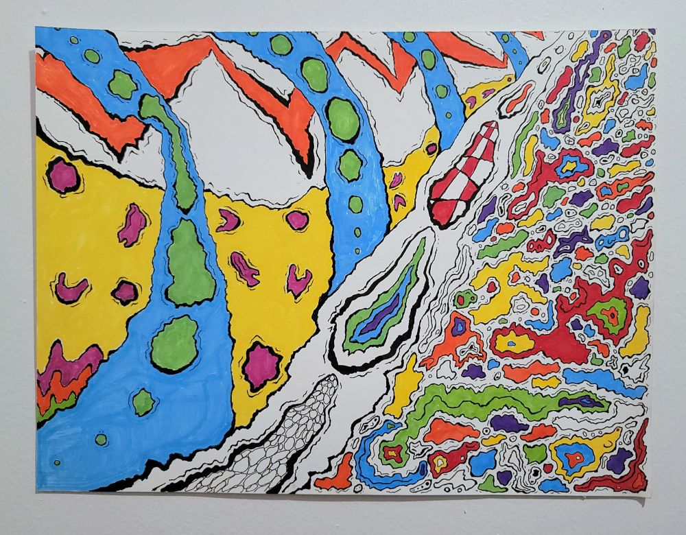 A factory with doodads and thingamajigs on the left and completed bubbles on the right, separated by a line moving a bunch of bubbles in the process of being completed. 

I watched a bunch of old Nickelodeon station ID's from the 80's and early 90's and made this. It was a lot of fun! It was almost done until the Switch 2 released and distracted me until I finally finished it last night. 