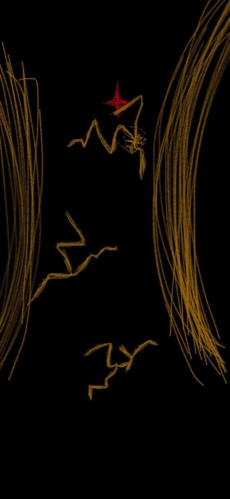 A black void containing a divine entity.
It is slamming it’s fist into an invisible barrier, which threatens to shatter.
The entity is obscured except for their fist and a single flashing red eye.