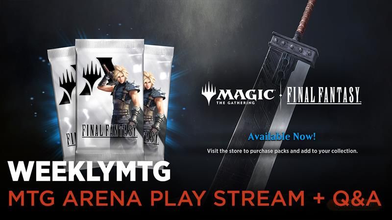 Promo image for today's WeeklyMTG stream featuring Magic: The Gathering - FINAL FANTASY on MTG Arena