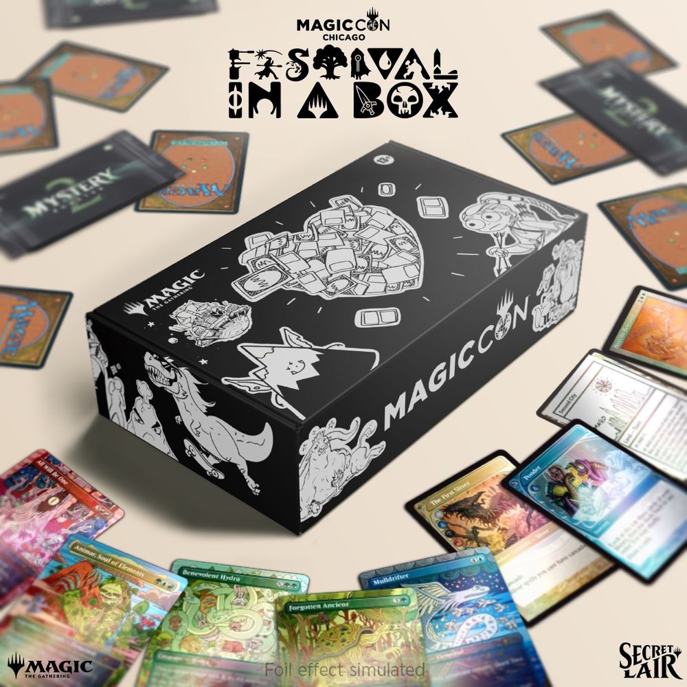 An image showcasing the latest Secret Lair Product, Festival in a Box. 