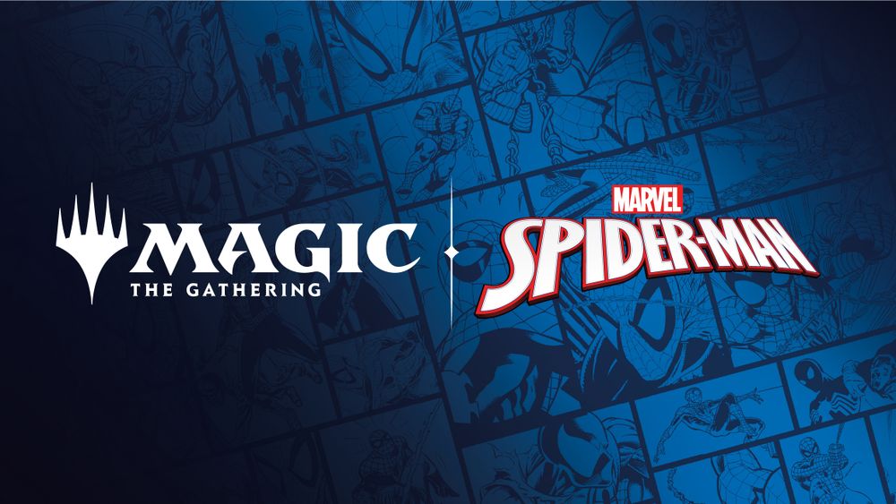 Magic: The Gathering x Marvel's Spider-Man logo over a thematic background.