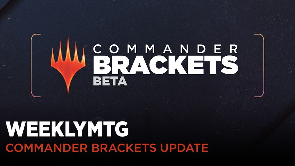 Promotional image for WeeklyMTG, this week showcasing the Commander Brackets beta test.