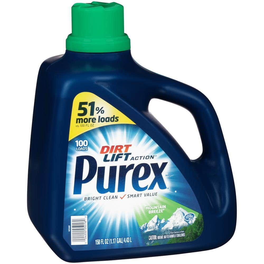 Pictured: a jug of Purex brand laundry detergent 