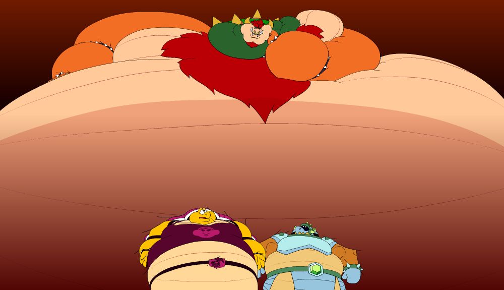 An alternate version of the previous picture, this time with Tex's design for Bowser - most noticably larger horns, prominent chest hair and goatee (and bushier hair in general), and a nose ring.
