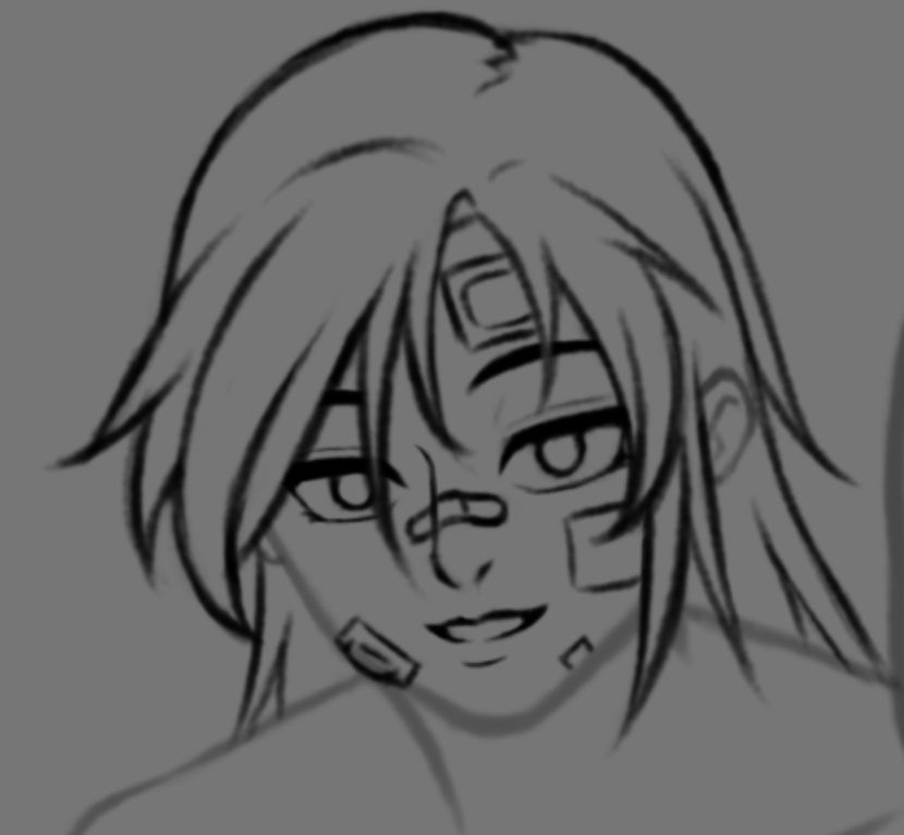 WIP sketch of Ariane with long hair