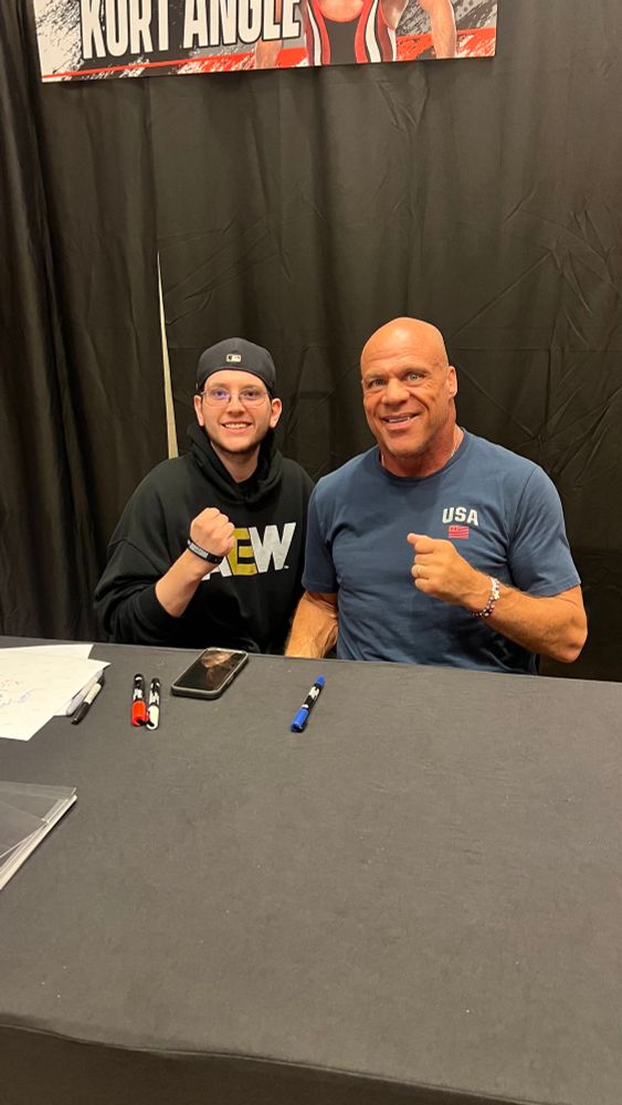 Olympic Gold Medalist Kurt Angle and I at WrestleCon NJ.