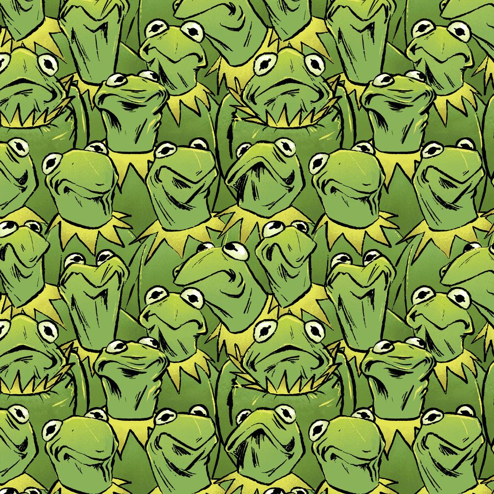 7 fully coloured drawings kermit the frog making scrunchy faces