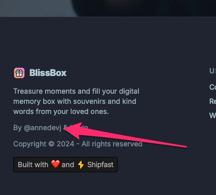 Partial screenshot of BlissBox pointing out that the creator links to their old X account instead of the new BlueSky account.