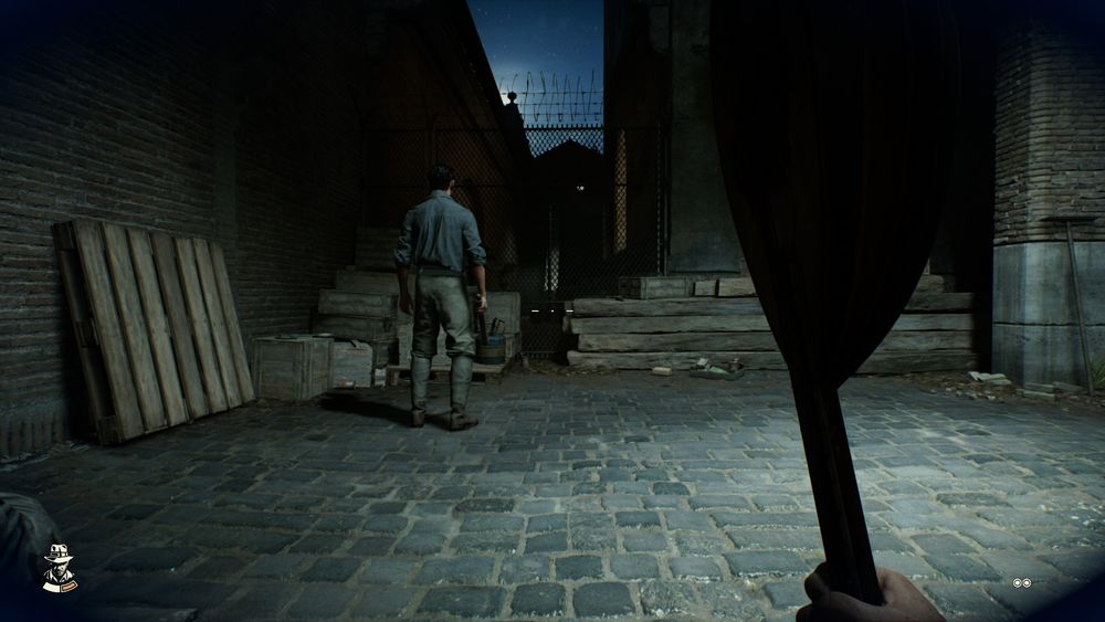 indiana jones wielding a lute, sneaking up to a fascist. he's gonna hit him with it.